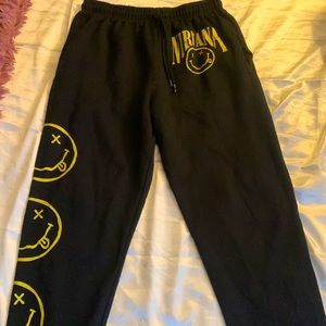 black nirvana joggers with drawstring waist. pretty much new